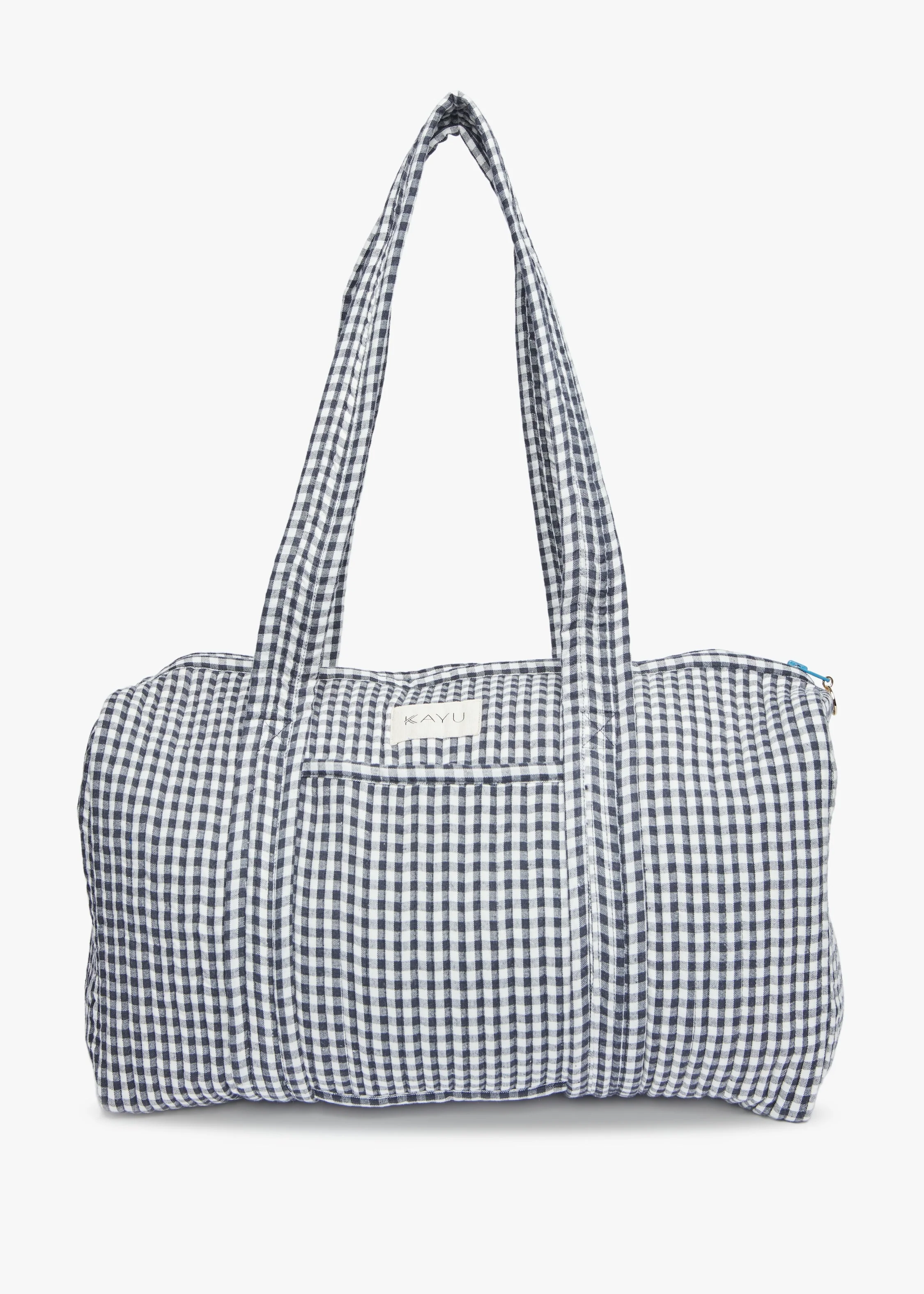Daphne Travel Weekender Zip Tote Bag (Black Gingham)