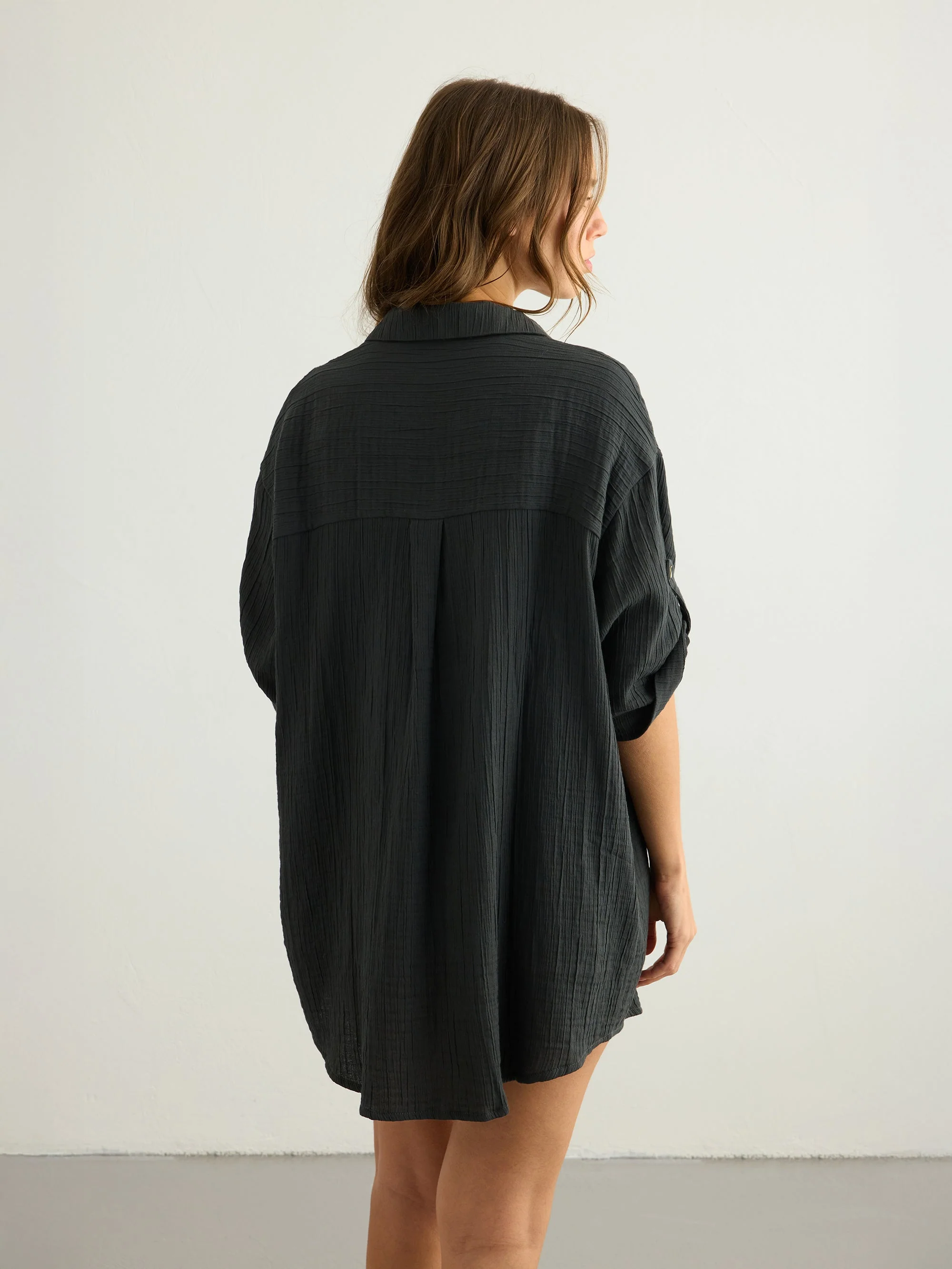 Kaya Oversized Shirt Dress - Charcoal - Image 6