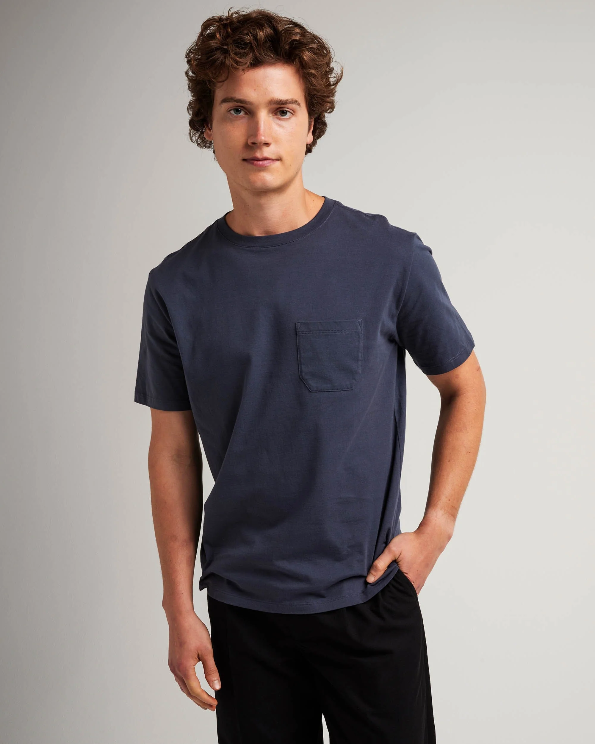 Mens Pima Pocket Tee - Pima Cotton Jersey - Blue Nights - Image 2