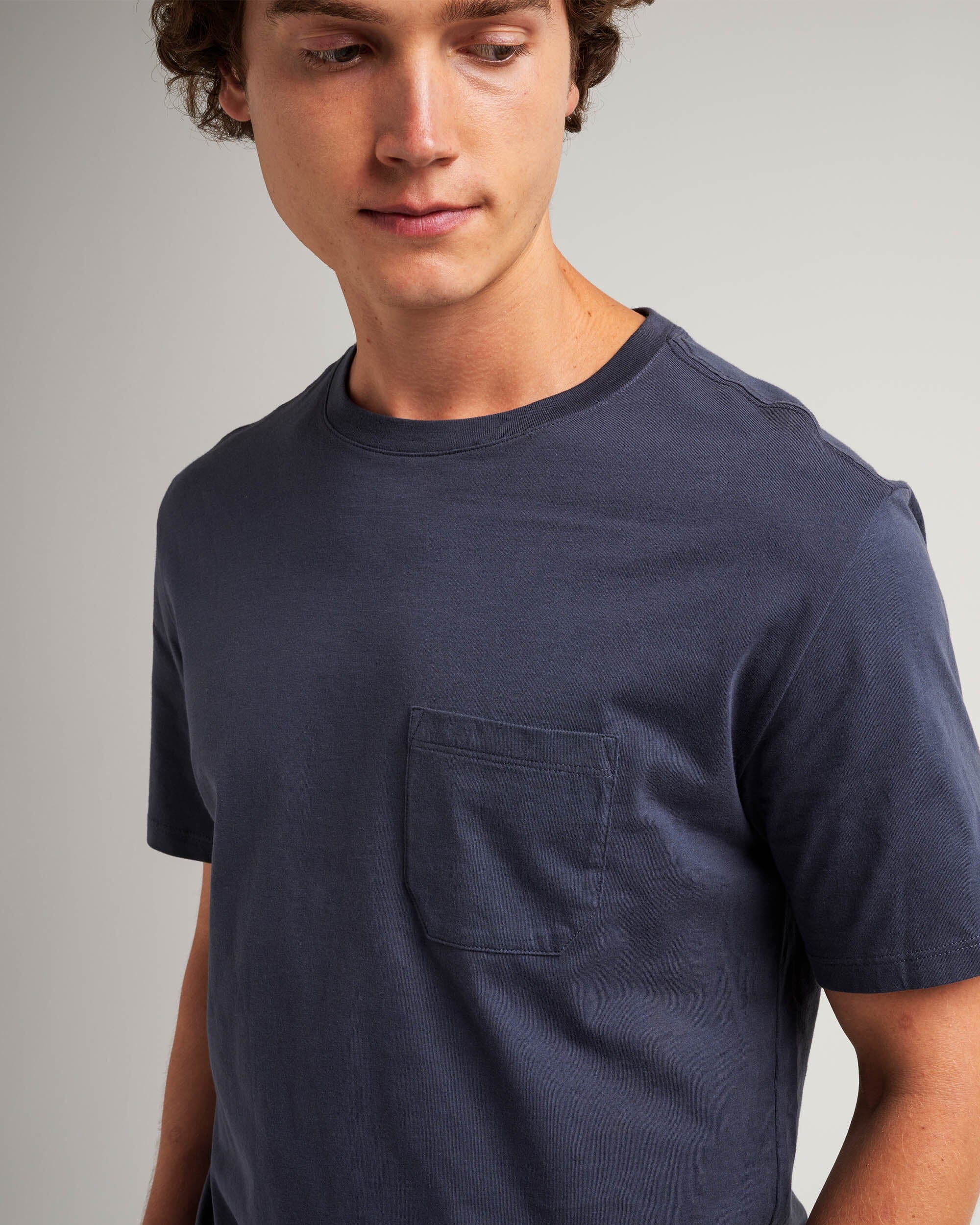 Mens Pima Pocket Tee - Pima Cotton Jersey - Blue Nights - Image 4